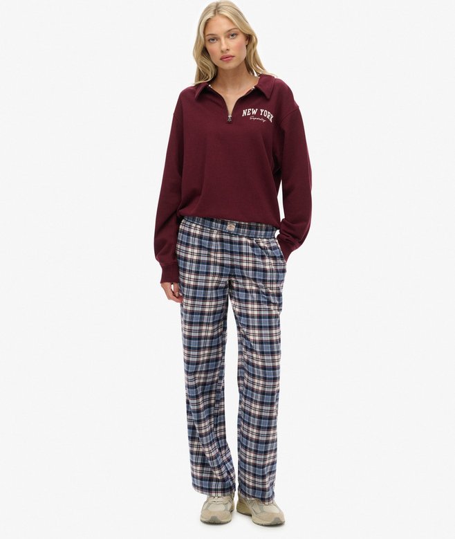 superdry Cotton Check Elastic Trousers