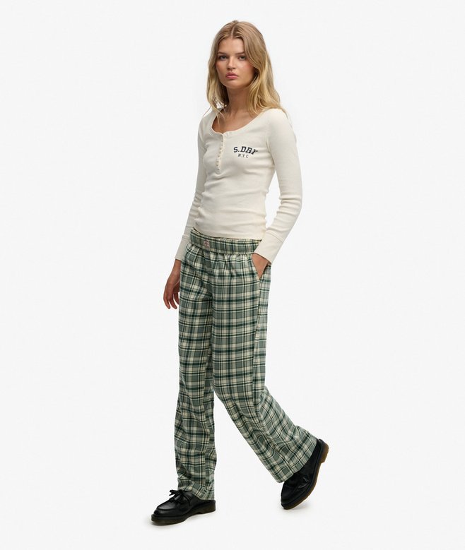 Superdry Cotton Check Elastic Trousers