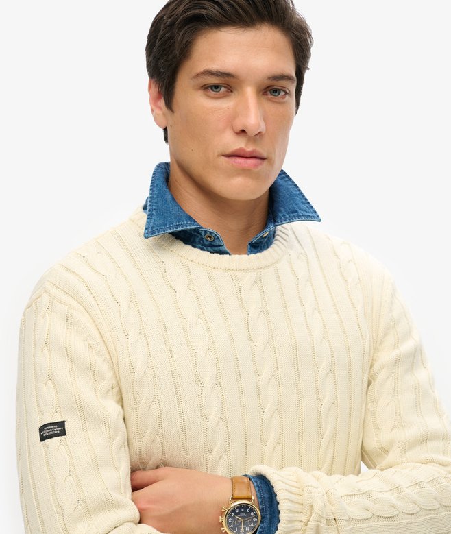 Superdry Cotton Classic Cable Knit Crew Jumper