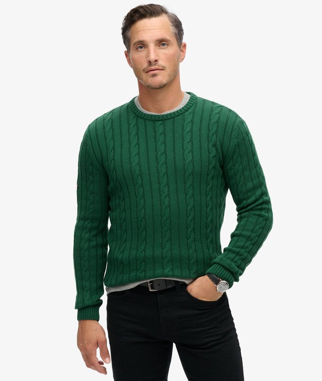 superdry Cotton Classic Cable Knit Crew Jumper