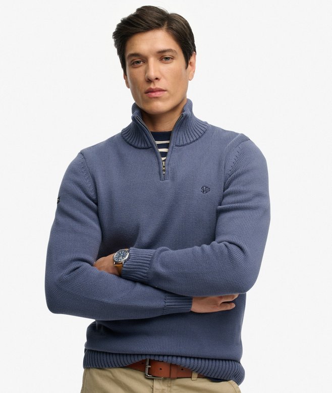 superdry Cotton Half Zip Knit Jumper