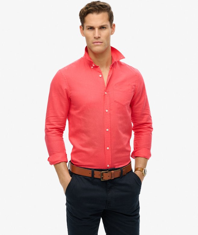superdry Cotton Linen Long Sleeve Shirt