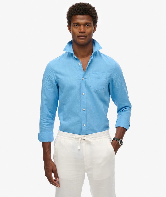 superdry Cotton Linen Long Sleeve Shirt