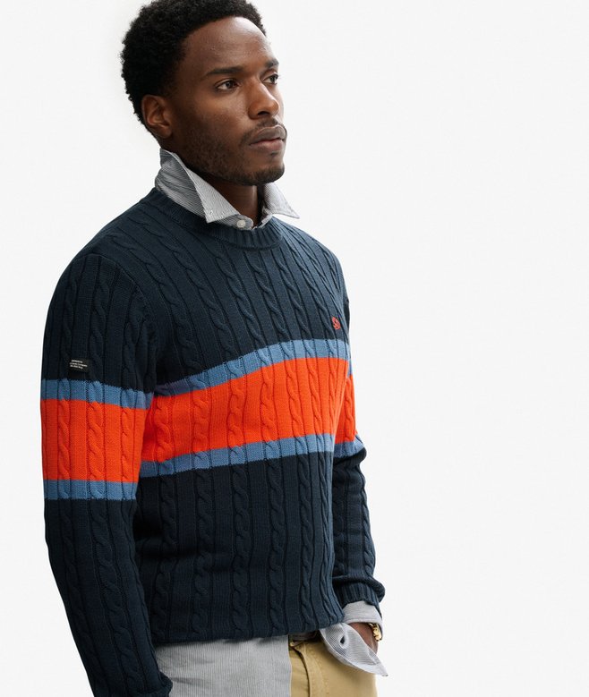 superdry Cotton Stripe Cable Jumper