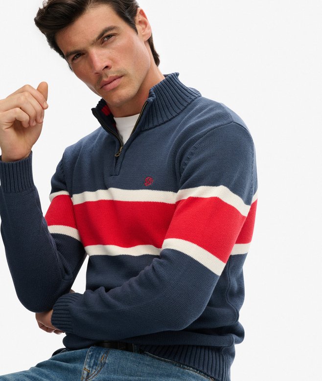 Superdry Cotton Stripe Half Zip Knit