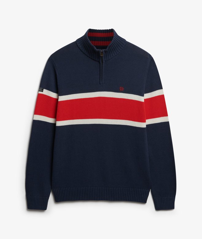 superdry Cotton Stripe Half Zip Knit