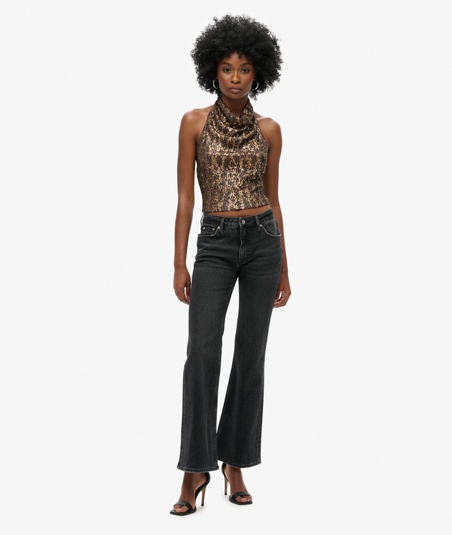 Superdry Cowl Halter Neck Sequin Top