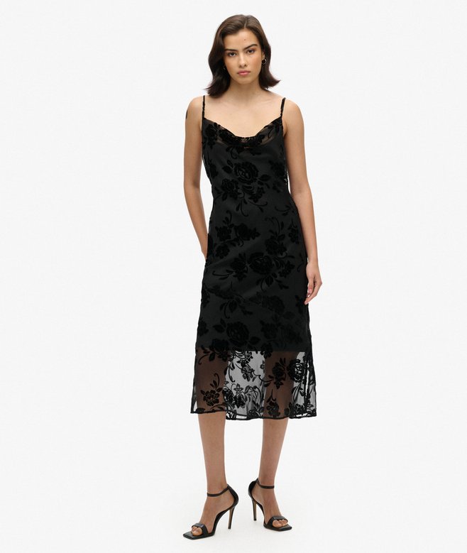 superdry Devore Cowl Neck Midi Slip Dress