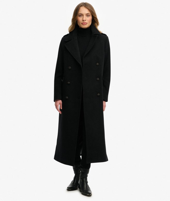 Superdry Double Breasted Wool Blend Coat