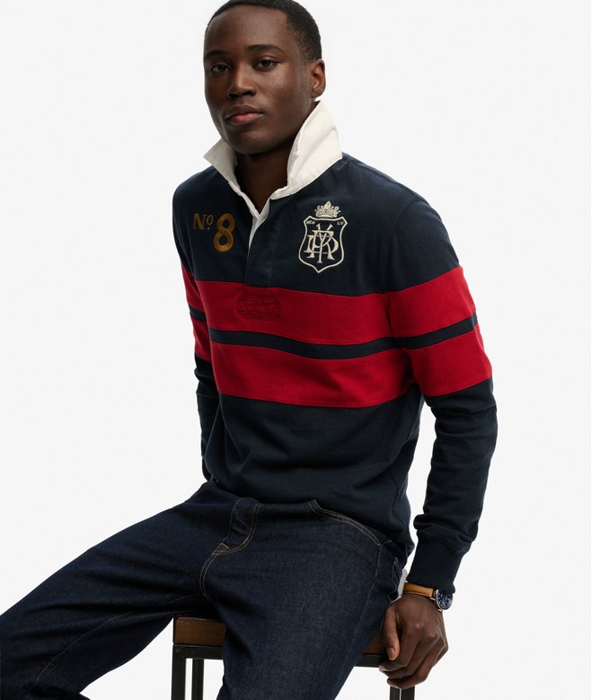 Superdry Double Emblem Stripe Rugby Top
