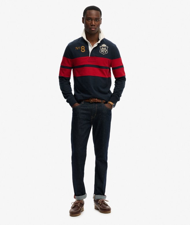 Superdry Double Emblem Stripe Rugby Top