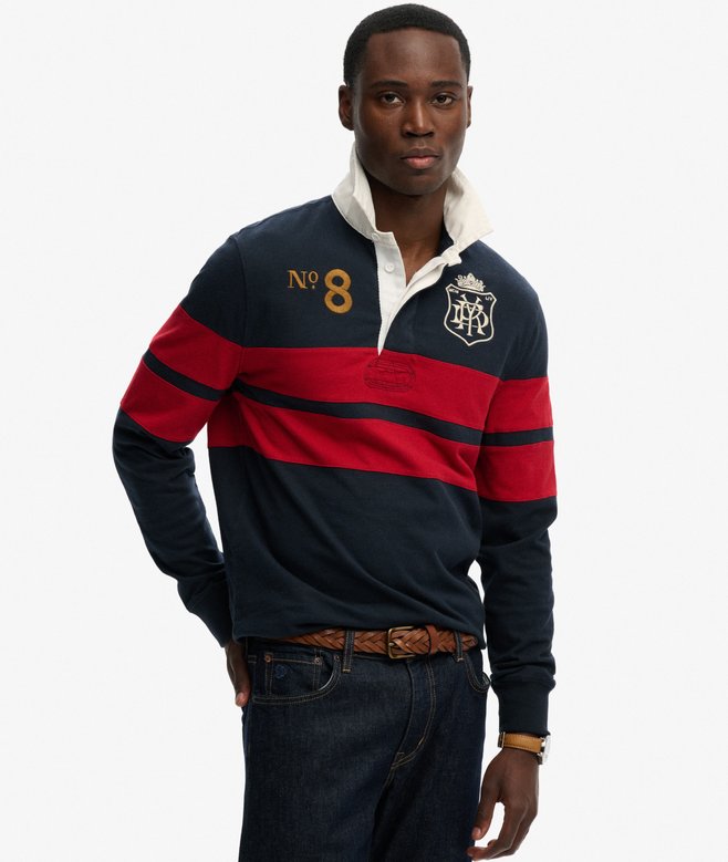 superdry Double Emblem Stripe Rugby Top