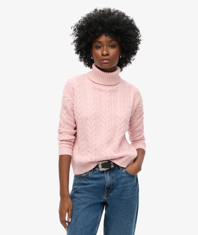 superdry Drop Shoulder Cable Roll Neck Jumper
