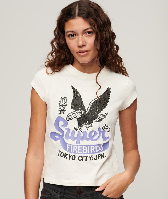 superdry Embellished Poster Cap Sleeve T-Shirt
