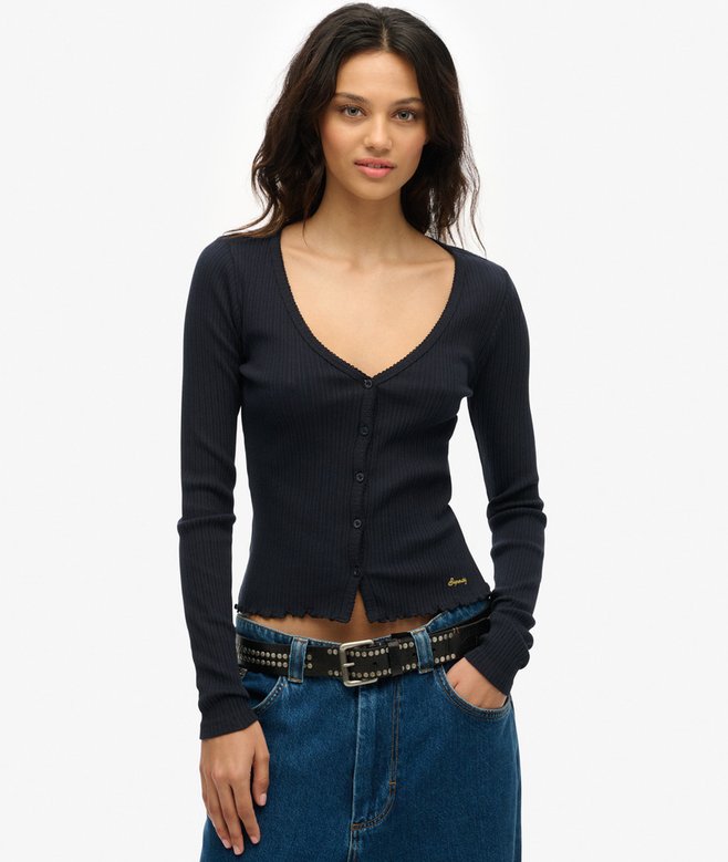 superdry Essential Button Long Sleeve Top