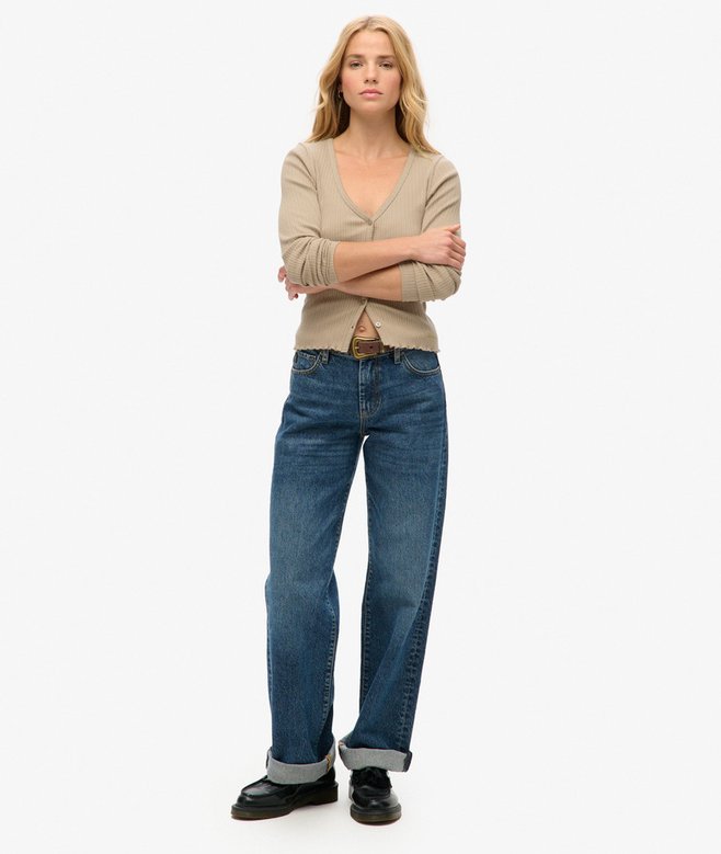 Superdry Essential Button Through Long Sleeve Top