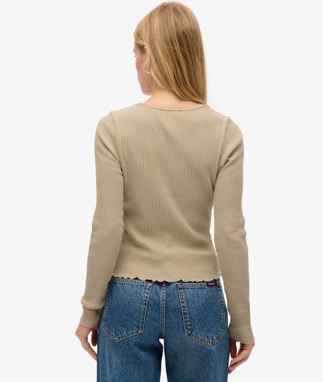 Superdry Essential Button Through Long Sleeve Top