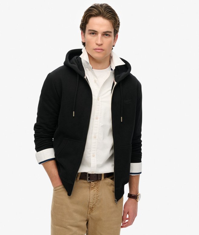 superdry Essential Logo Half Brushed Zip Hoodie