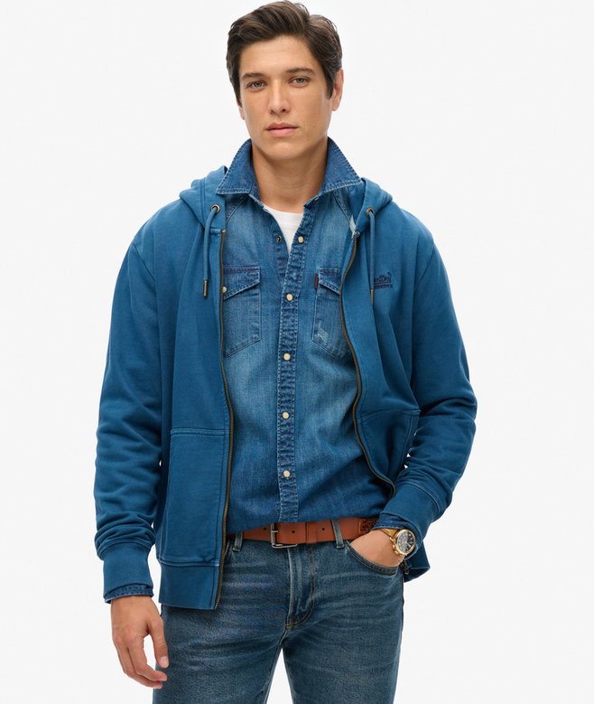 superdry Essential Logo Washed Zip Hoodie