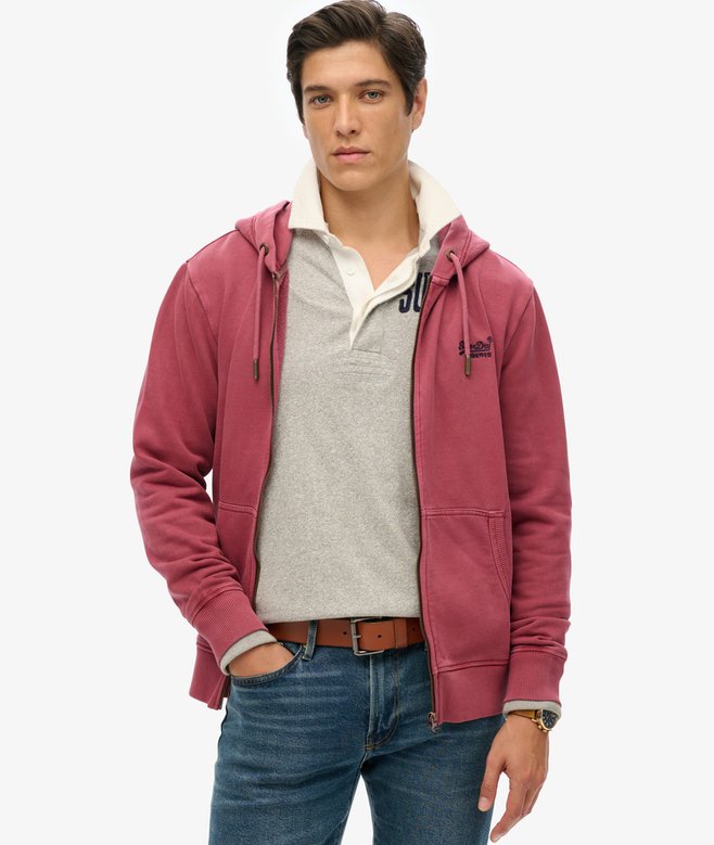 superdry Essential Logo Washed Zip Hoodie