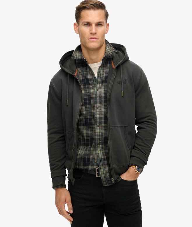 superdry Essential Logo Washed Zip Hoodie