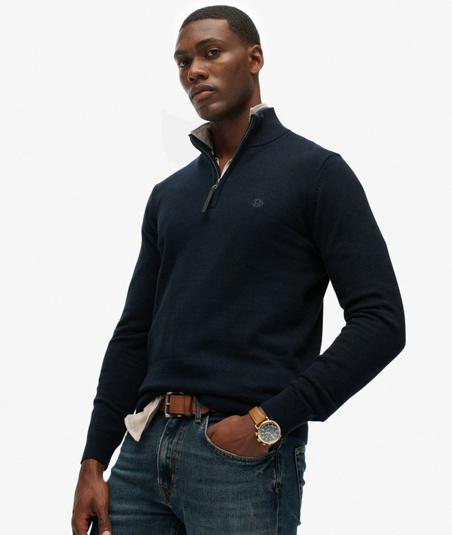 superdry Essentials Cotton Half Zip Jumper