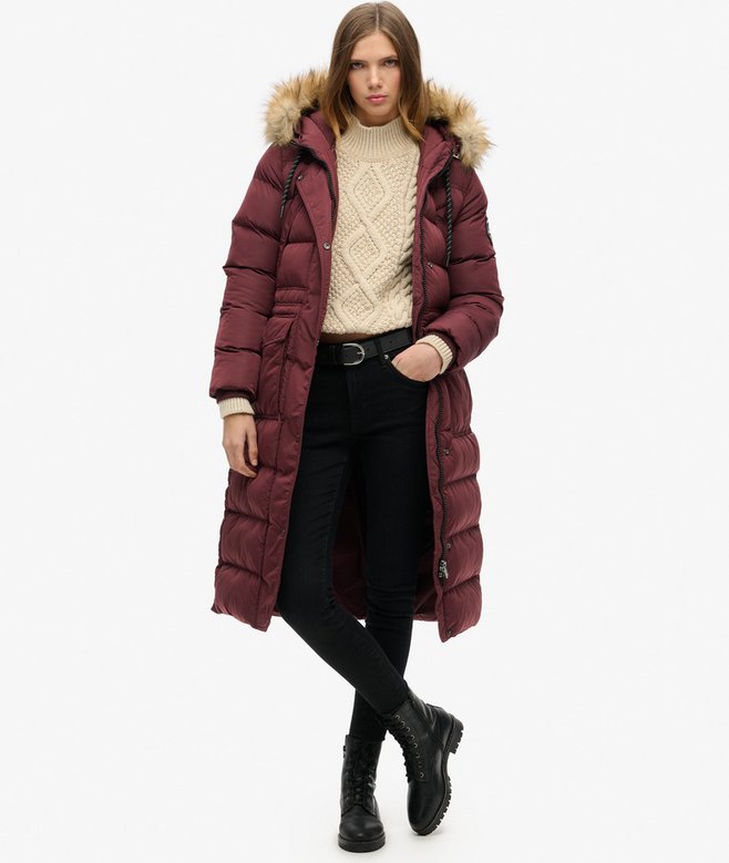 superdry Everest Faux Fur Longline Coat