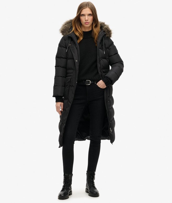 superdry Everest Faux Fur Longline Coat