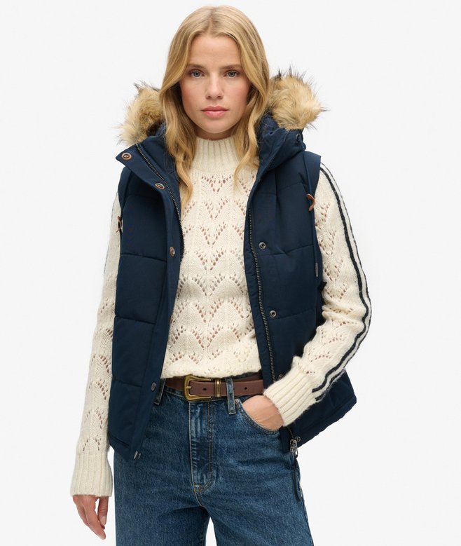 superdry Everest Faux Fur Puffer Gilet