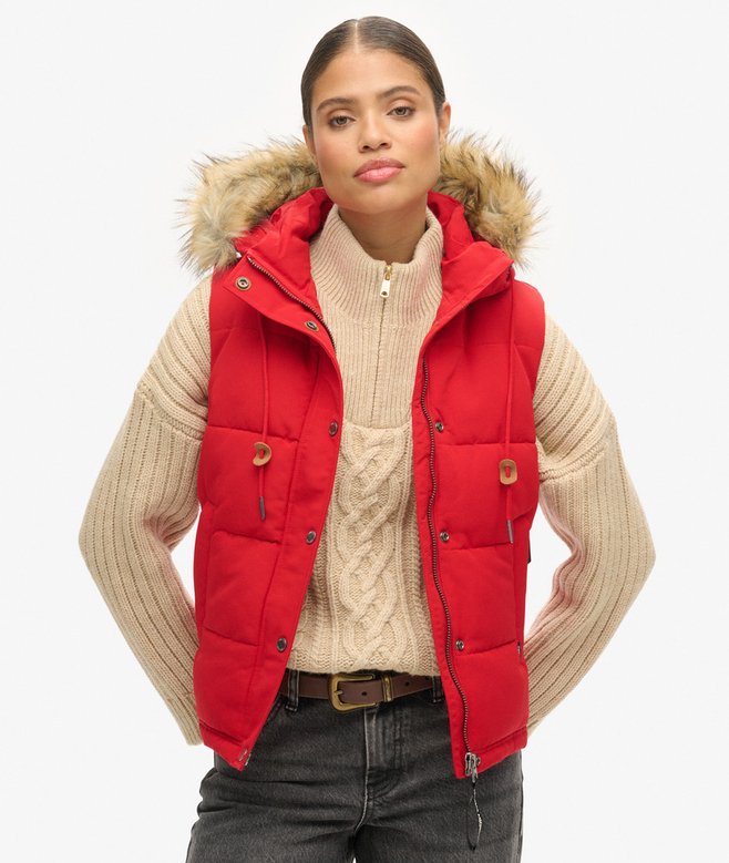 superdry Everest Faux Fur Puffer Gilet