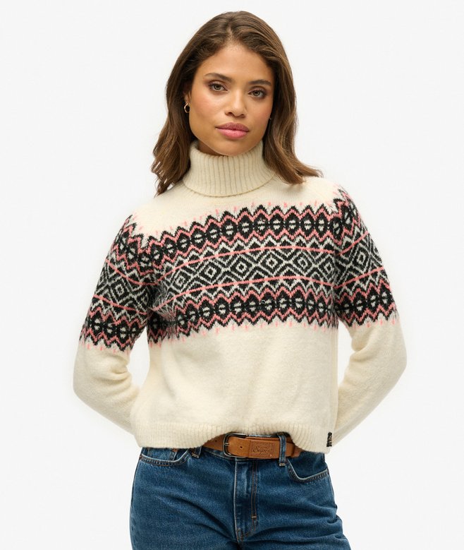 superdry Fairisle Pattern Roll Neck Jumper