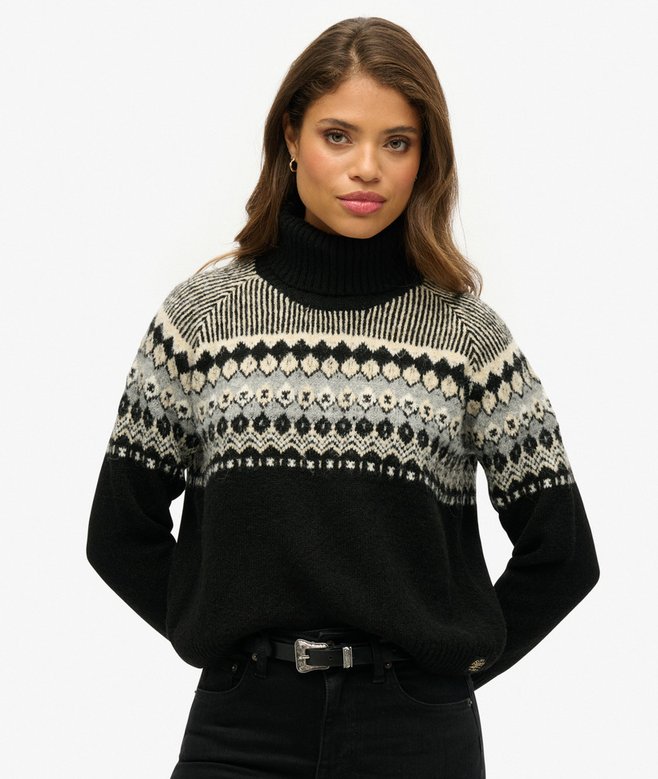 superdry Fairisle Pattern Roll Neck Jumper