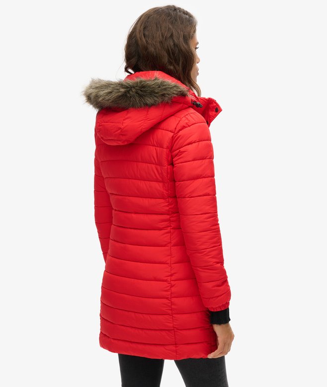 Superdry Faux Fur Hooded Mid Length Puffer Jacket