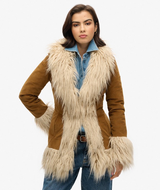 Superdry Faux Fur Lined Afghan Coat