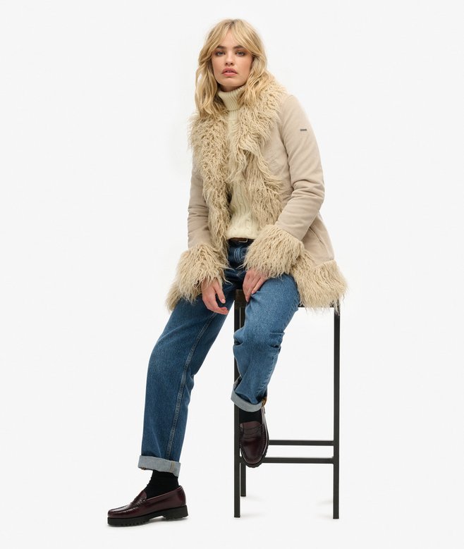 Superdry Faux Fur Lined Afghan Coat