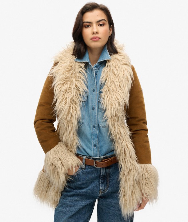 superdry Faux Fur Lined Afghan Coat