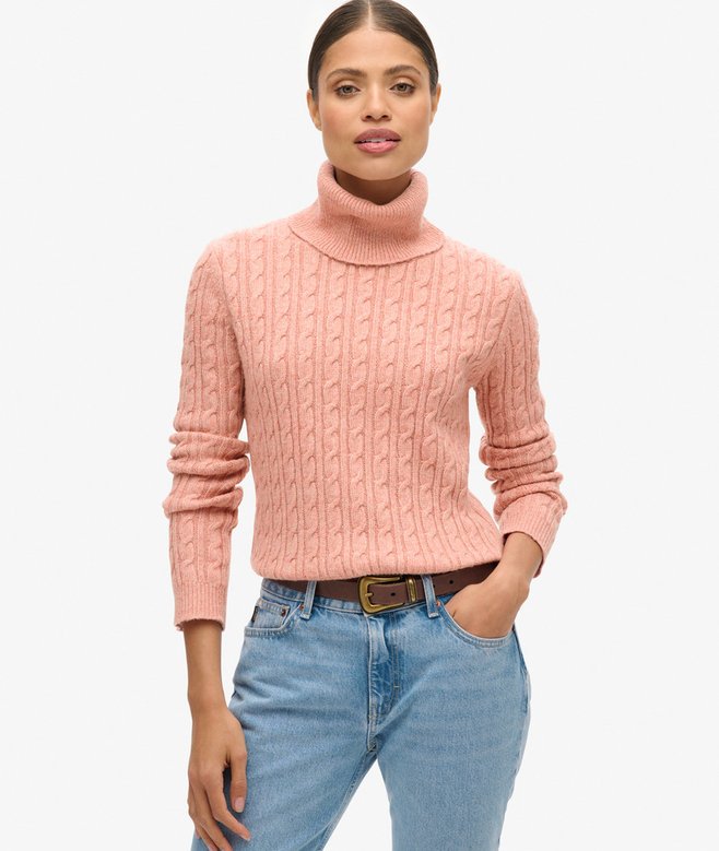 superdry Fitted Cable Roll Neck Jumper