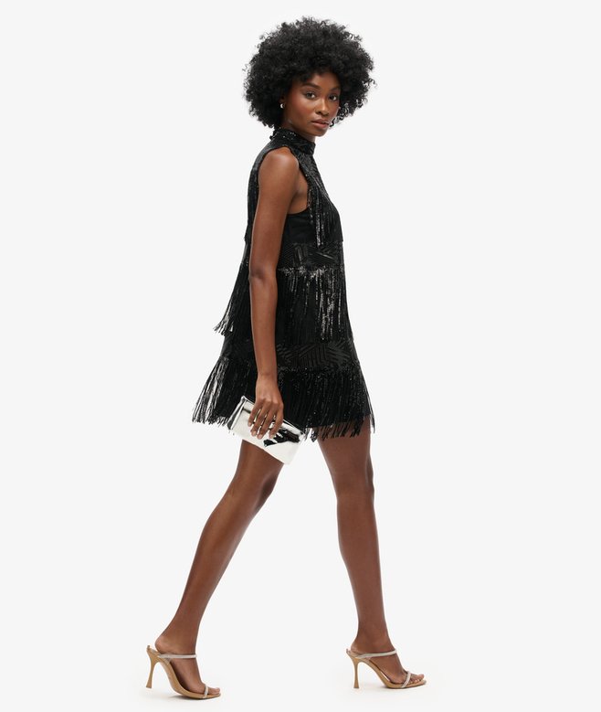 Superdry Fringe Sequin A Line Mini Dress