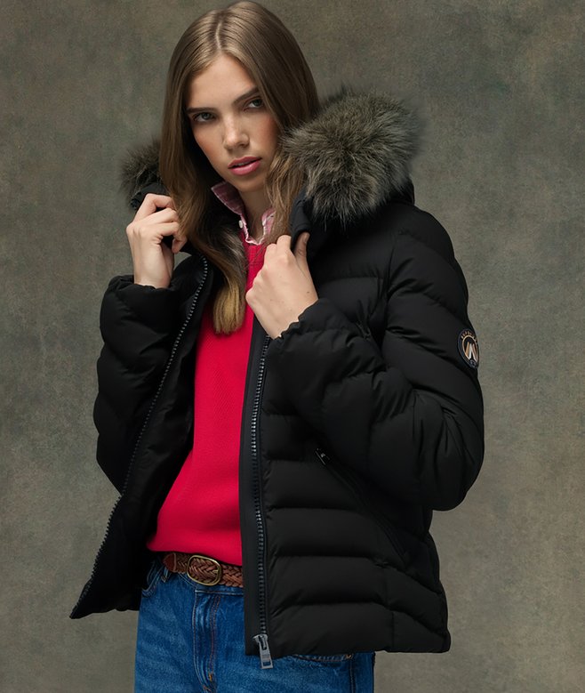 superdry Fuji Faux Fur Hood Padded Jacket