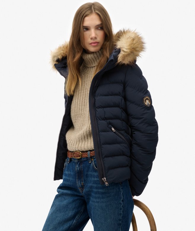 superdry Fuji Faux Fur Hood Padded Jacket