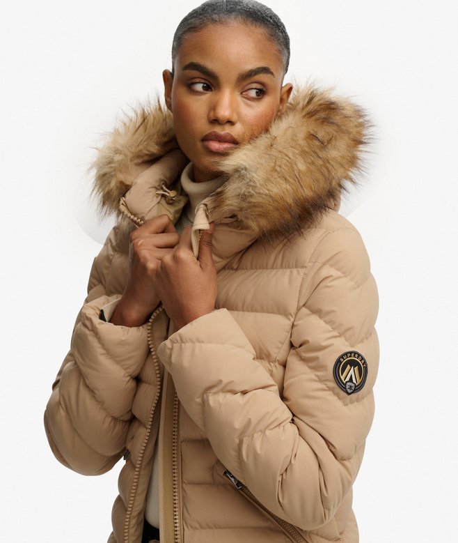 superdry Fuji Faux Fur Hood Padded Jacket