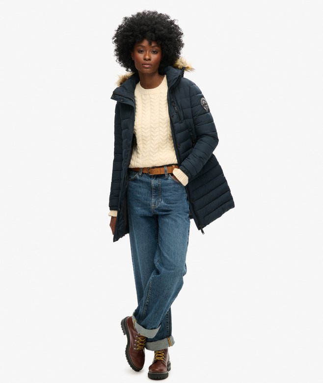 Superdry Fuji Hooded Mid Length Puffer Coat