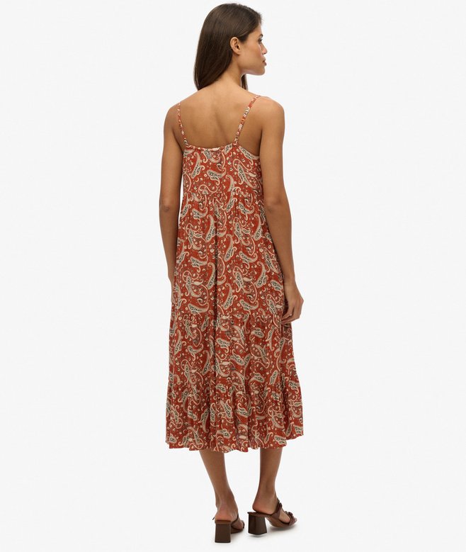 Superdry Half Button Tiered Midi Dress