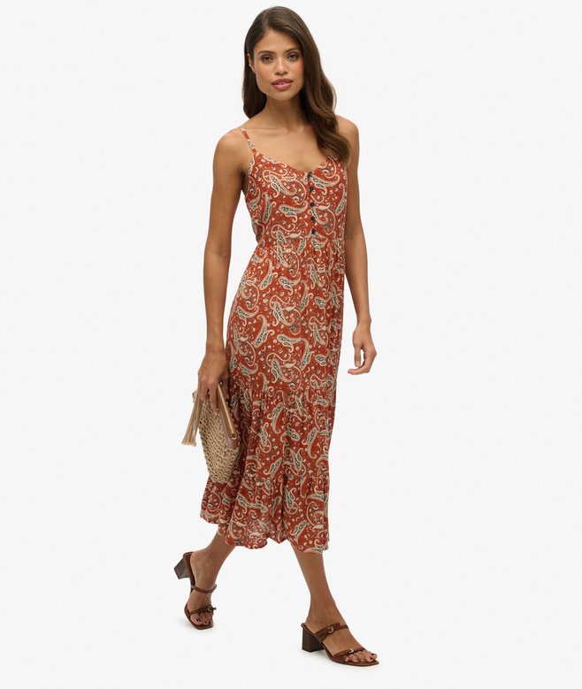 Superdry Half Button Tiered Midi Dress