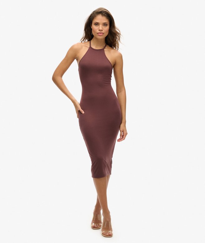 superdry Halter Neck Strappy Back Midi Dress