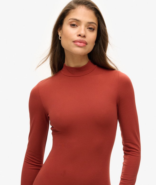 Superdry High Neck Long Sleeve Jersey Mini Dress
