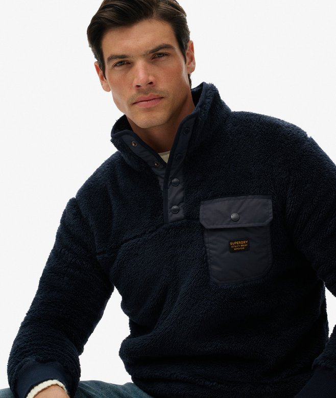 superdry High Pile Fleece Henley Jumper