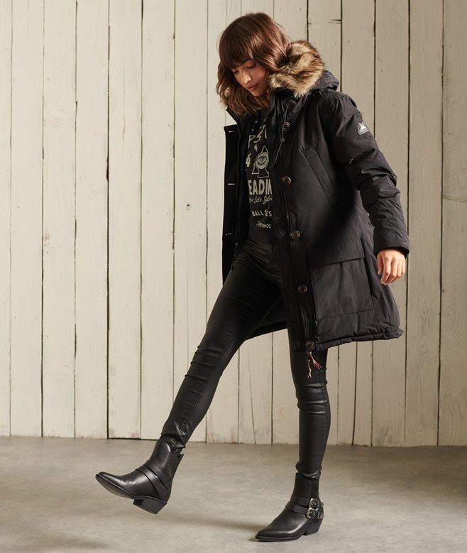 Superdry Hooded Faux Fur Down Parka Coat
