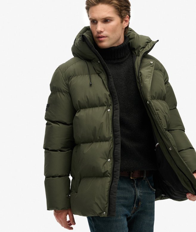 superdry Hooded Mid Length Sports Puffer Jacket