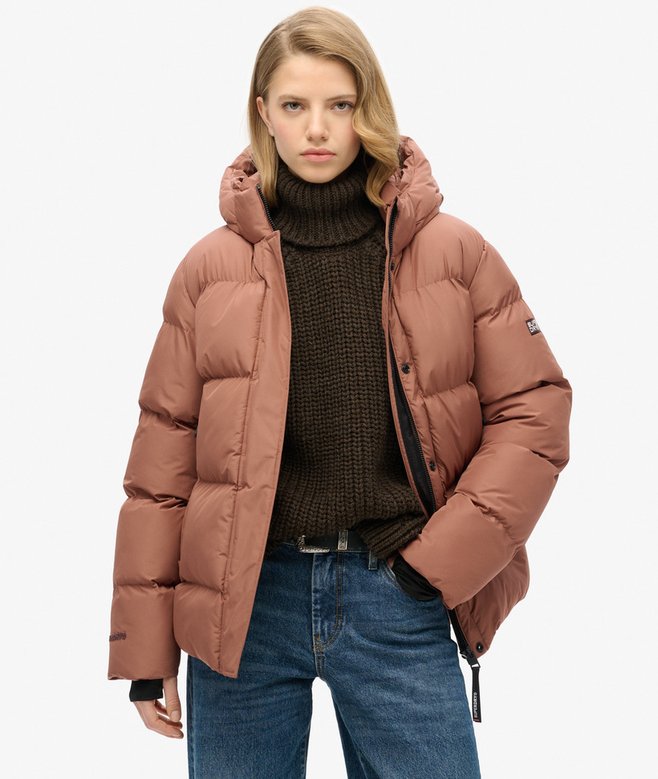 superdry Hooded Mid Length Sports Puffer Jacket